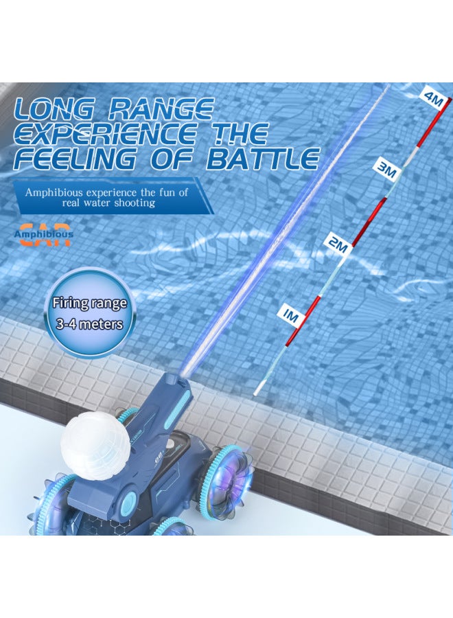 إسكدنيا أضواء الأطفال برمائية المياه النفاثة التحكم عن بعد مستشعر إيماءات السيارة يمكن أن تطلق مدفع المياه خزان السيارة لعبة السيارة المثيرة - اللون: مركبة برمائية أخضر داكن - المواصفات: بطارية واحدة - Image 5