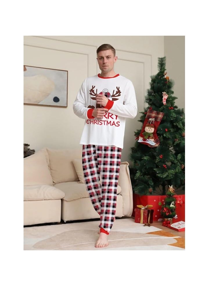UKR Merry Christmas Family Pajama Set White T-Shirt & Red Plaid Pants Sleepwear | Holiday Matching PJs for Women | Festive Christmas Pajamas for Family Photos & Christmas Morning - Image 5