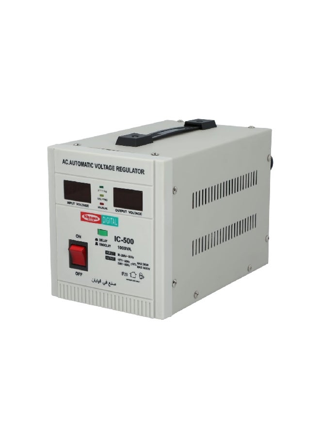 Shams 1000W 110-220V AC Automatic Voltage Regulator White 21.2 x 29.6 x 18.8 cm 22285  - Image 1