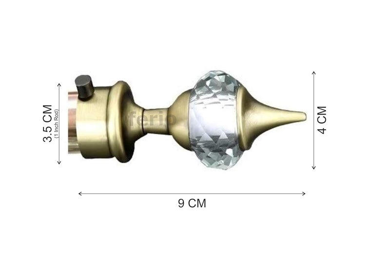 FERIO Antique Brass Rod end Cap Brass Antique Aluminium Diamond Curtain Brackets Curtain finials Curtain Rod Holder end Window Rod Holder for Door and Window Accessories Set of 3 6 Pcs - Image 2