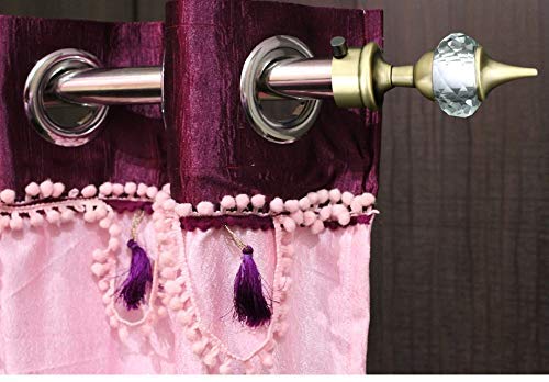 FERIO Antique Brass Rod end Cap Brass Antique Aluminium Diamond Curtain Brackets Curtain finials Curtain Rod Holder end Window Rod Holder for Door and Window Accessories Set of 3 6 Pcs - Image 3