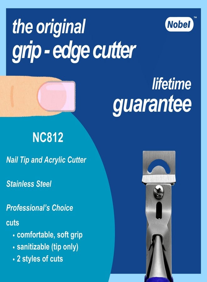 نوبل كرافتس - قاطع حواف بمقبض أكريليك - قاطع أظافر صناعية وأطراف أظافر احترافي من الفولاذ المقاوم للصدأ مع خيارات قص متعددة ومقبض مريح (أسود) - Image 2
