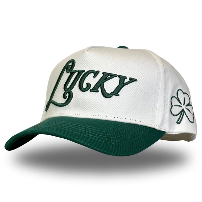 CITRUSY Vintage Seasonal Trucker Hat | Men & Women | Trendy Retro Country Western | Green & Red Trucker Hats | Holiday Merry Christmas St Patricks Day Lucky | Cotton | Snapback (Lucky | Green) - Image 1