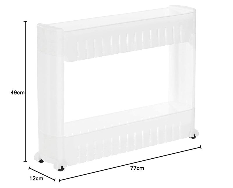 FAGVA 2 Layer Slim Side Space Saving Storage Organizer Rack Shelf with Wheels for Easy Movement Multipurpose Utility for Household Kitchen Office Bathroom Unbrekable Plastic - Image 2