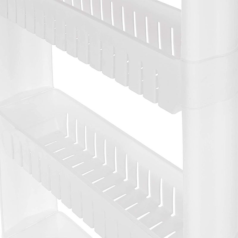 FAGVA 2 Layer Slim Side Space Saving Storage Organizer Rack Shelf with Wheels for Easy Movement Multipurpose Utility for Household Kitchen Office Bathroom Unbrekable Plastic - Image 3