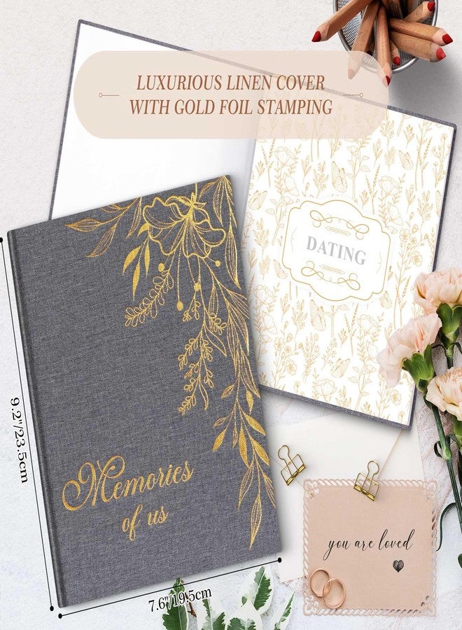 Lanpn Wedding Anniversary Journal Book Memories of Us, Linen Dating to 70th Wedding Scrapbook Notebook Memory Book, Newlywed Marriage Couple Anniversary Journal Bridal Shower Gifts (Grey, 190 Pages) - Image 2