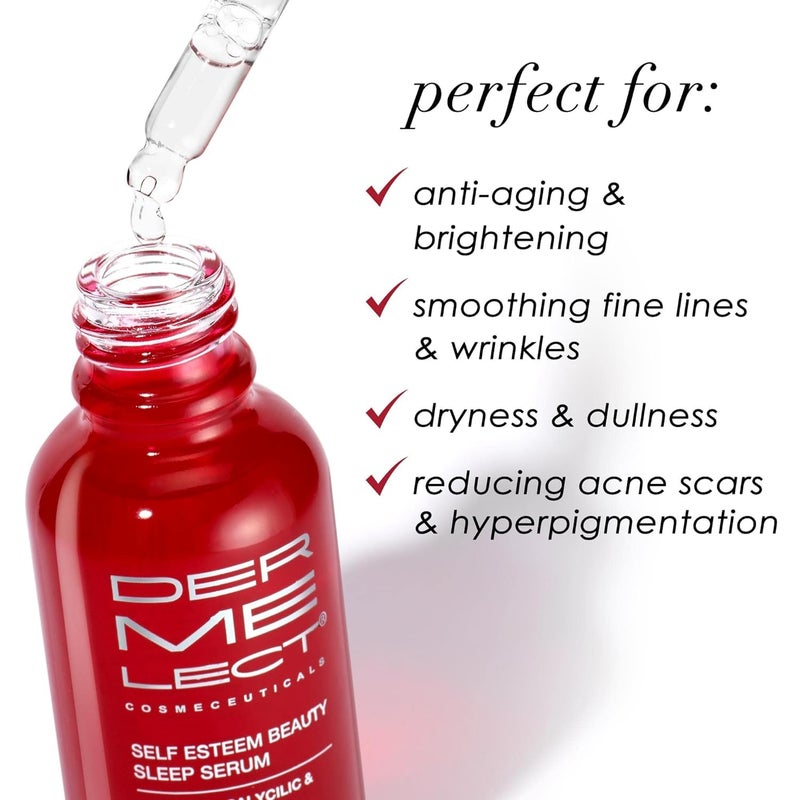 Dermelect Cosmeceuticals Self-Esteem Beauty Sleep Serum â€“ Exfoliating Nighttime Treatment with Glycolic Acid, Salicylic Acid & Vitamin C â€“ Enhances Skin Radiance & Smooths Texture â€“ 1 oz - Image 5