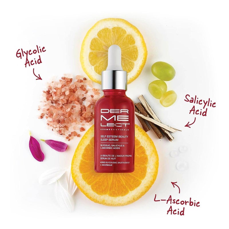 Dermelect Cosmeceuticals Self-Esteem Beauty Sleep Serum â€“ Exfoliating Nighttime Treatment with Glycolic Acid, Salicylic Acid & Vitamin C â€“ Enhances Skin Radiance & Smooths Texture â€“ 1 oz - Image 4