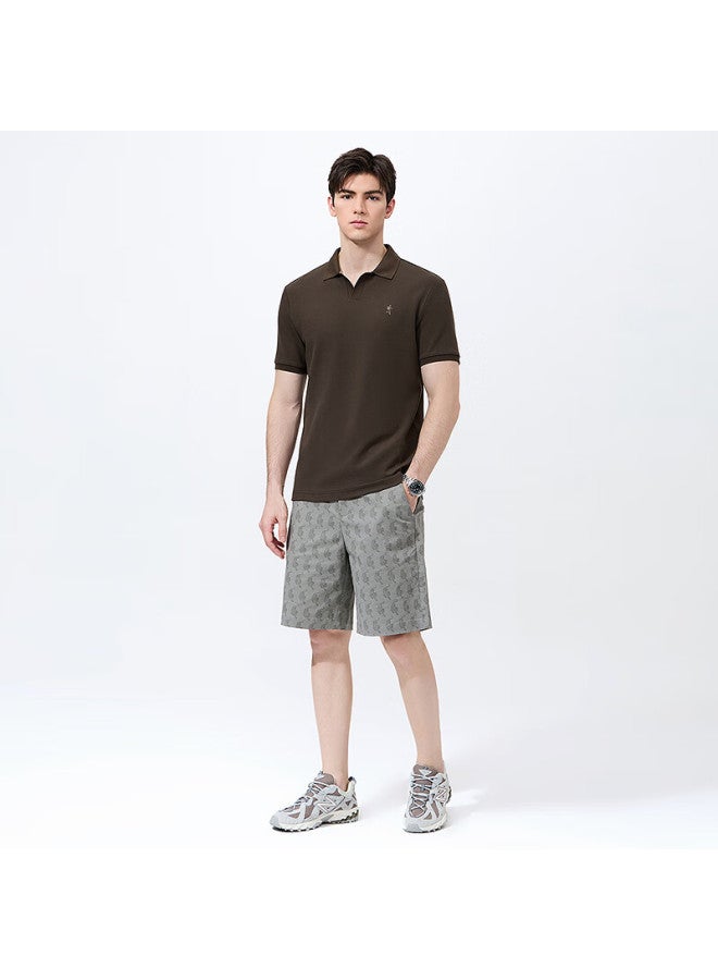 Dancing Wolves fashion V-neck Cool And Breathable Men's Short Sleeve Polo 306 Brown XL - Image 4