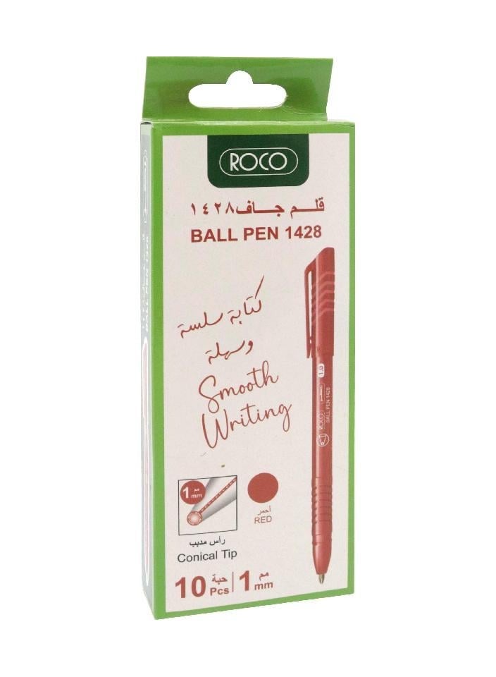 Roco Red Dry Ink Pen, 10 Piece, 1mm - Image 1