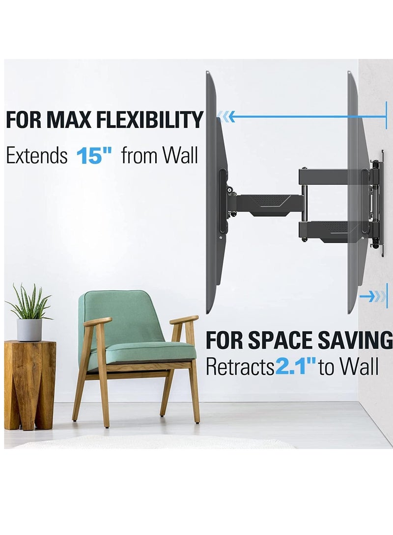 NB North Bayou Full Motion Wall Mount TV Bracket for Most 45-75 Inch TVs with Swivel Joint Extending Tilt Arm, Holds 100lbs Max VESA 600x400mm - Image 4