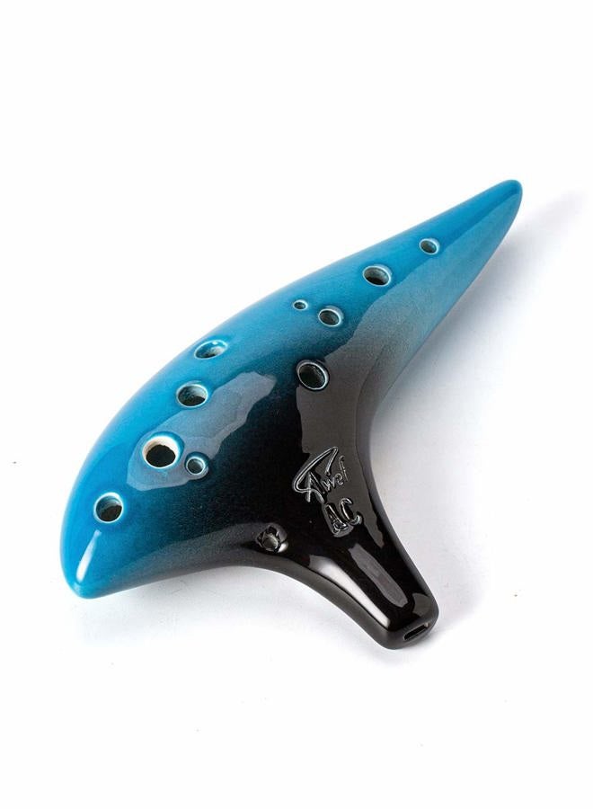 awef “Ocean Notes” 12 Hole Sweet Potato Ocarina Graceful Shape Pottery Ocarina in Alto C (Night Blue) - Image 1