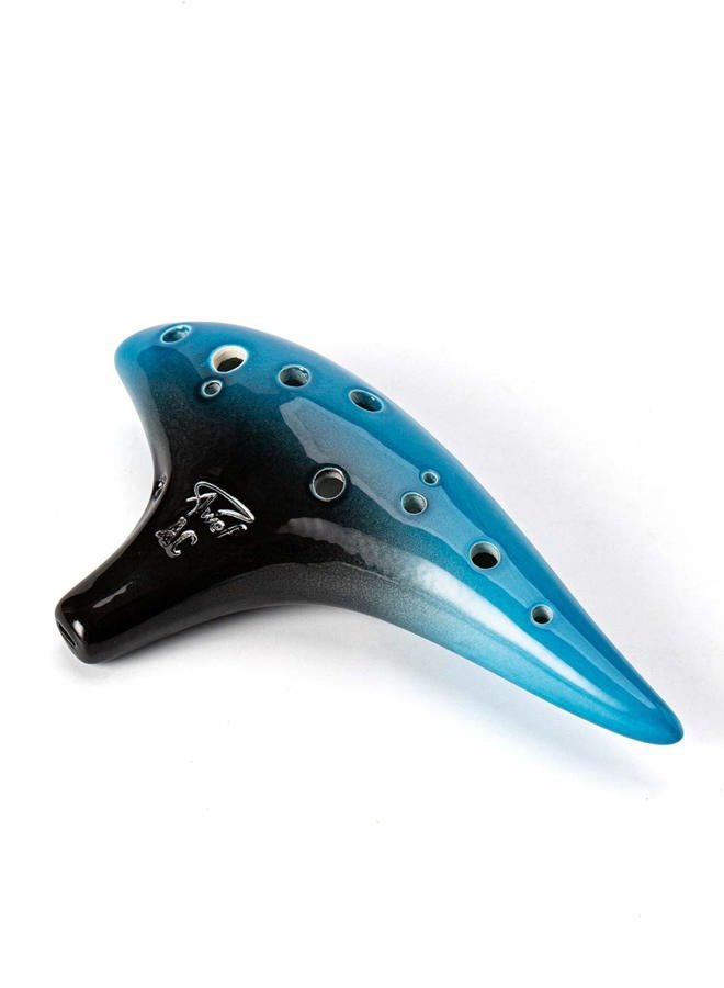 awef “Ocean Notes” 12 Hole Sweet Potato Ocarina Graceful Shape Pottery Ocarina in Alto C (Night Blue) - Image 3