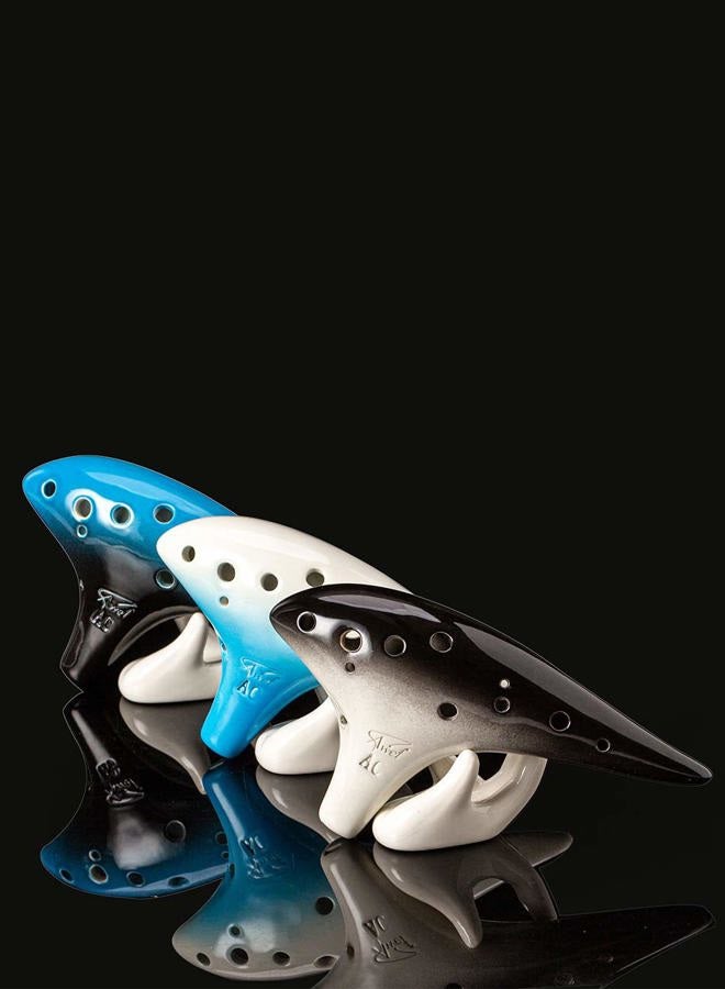 awef “Ocean Notes” 12 Hole Sweet Potato Ocarina Graceful Shape Pottery Ocarina in Alto C (Night Blue) - Image 2