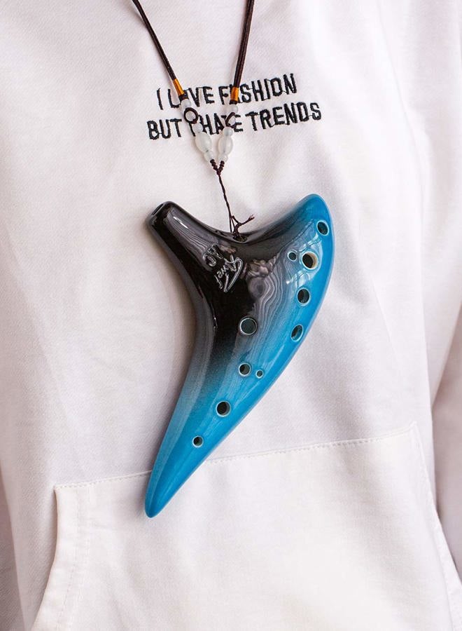 awef “Ocean Notes” 12 Hole Sweet Potato Ocarina Graceful Shape Pottery Ocarina in Alto C (Night Blue) - Image 5