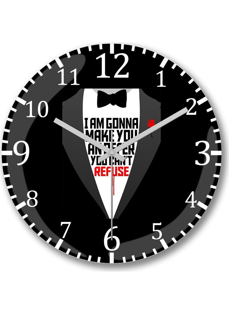 Baskı Dükkanı - Print Shop The Godfather ''refuse Wall Clock Curved Real Glass - Image 1