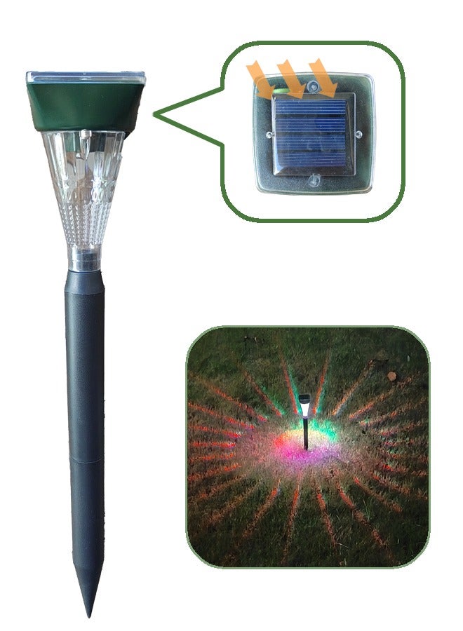 Solar Nail-Spike Animal Repeller: Motion-Activated Sonic & Color-Changing LED Defense for Garden, Farm, Yard, Camping - Image 1