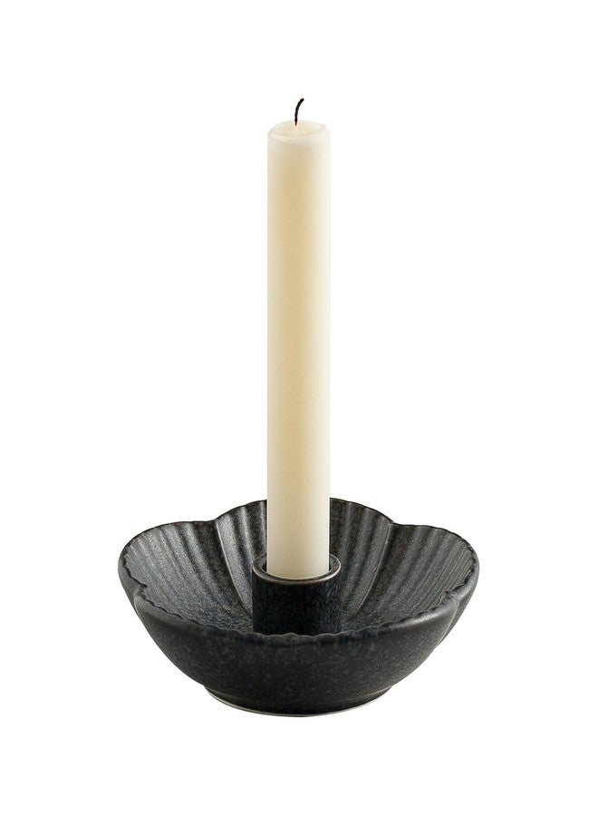 BEUNAIZER Ceramic Candle Holder, Candlestick Holder for Candles,Incense, Santo Palo, Rustic Vintage Home Decor for Halloween Christmas Weddings, Dining Room Table & Living Room Display (Black) - Image 1