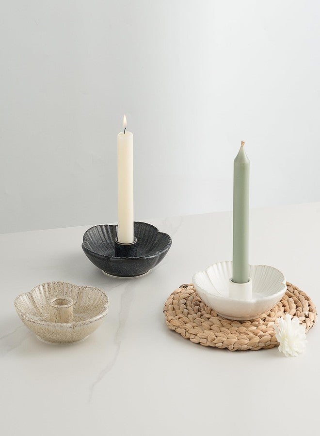 BEUNAIZER Ceramic Candle Holder, Candlestick Holder for Candles,Incense, Santo Palo, Rustic Vintage Home Decor for Halloween Christmas Weddings, Dining Room Table & Living Room Display (Black) - Image 4