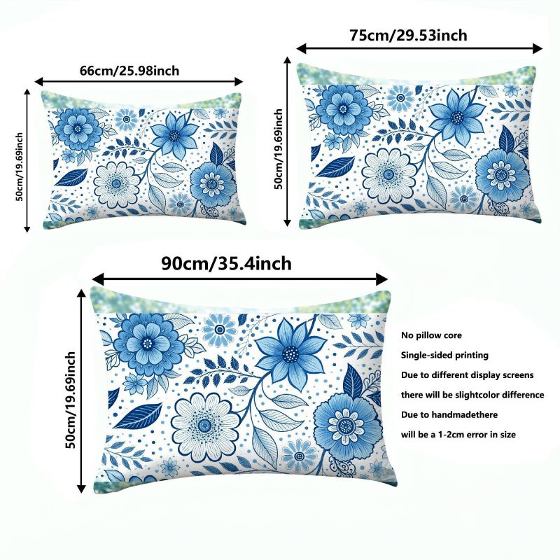 Set Of 2 Mixed Colors King Size Floral Printed Pillow Covers Soft Fabric Home Decor For Bed And Sofa - Image 3