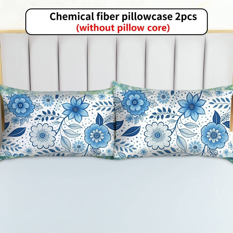 Set Of 2 Mixed Colors King Size Floral Printed Pillow Covers Soft Fabric Home Decor For Bed And Sofa - Image 2