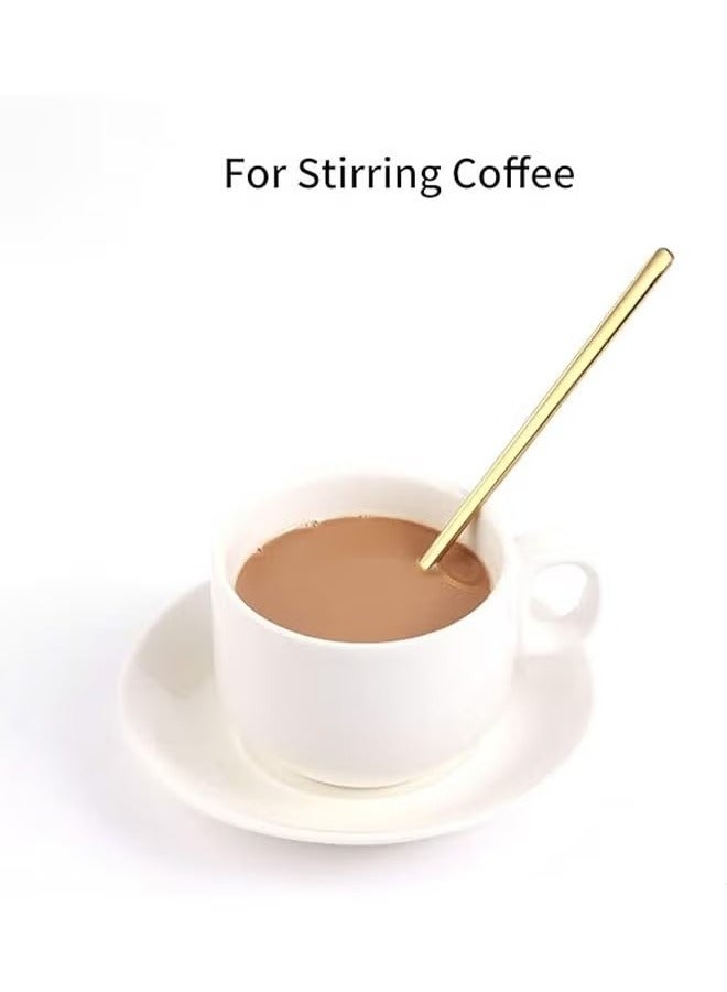 OMEVE 10 PCS 13.7cm Coffee Spoons Stainless Steel Small Round Spoon Stirring Spoons Tea Spoons Long Handle Gold Teaspoons Ice Tea Spoons Long Spoons for Stirring Gold Espresso Spoons Stainless Steel（Gold）  - Image 5