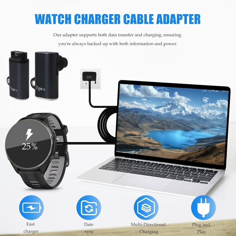 BOTTLESTALK 4 حزمة كابل شحن USB C لساعة Garmin Epix Pro Gen 2 و Swim 2 - Image 4