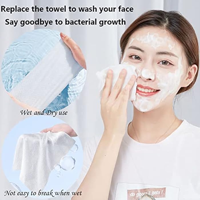 Hsxfl Disposable Face Towel 100 Count for Washing Soft Cotton Dry Wipes Facial Cloths Towelettes for Washing and Drying, Facial Tissue for Cleansing, Skincare and Makeup Remover (6 Pack) - Image 2