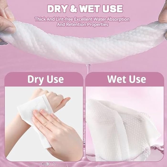 Hsxfl Disposable Face Towel 100 Count for Washing Soft Cotton Dry Wipes Facial Cloths Towelettes for Washing and Drying, Facial Tissue for Cleansing, Skincare and Makeup Remover (6 Pack) - Image 4