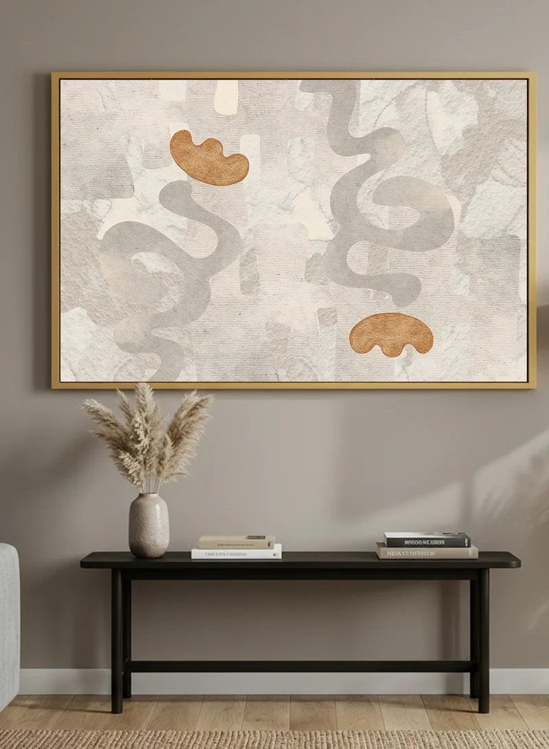 LOWHA Canvas Wall Art Stretched Over Wooden Frame with Gold Floating Frame and Abstract Design