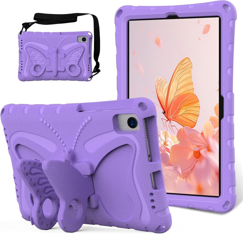 for Huawei Matepad 10.4inch (2020/2022) Case,Lightweight EVA Kid Friendly Shockproof Protective Case,Shoulder Strap Case Butterfly Kids Case(Purple) - Image 1