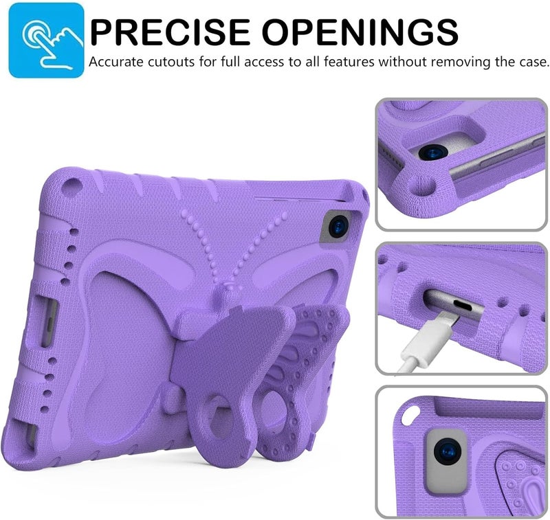 for Huawei Matepad 10.4inch (2020/2022) Case,Lightweight EVA Kid Friendly Shockproof Protective Case,Shoulder Strap Case Butterfly Kids Case(Purple) - Image 2