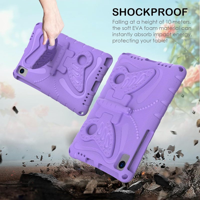 for Huawei Matepad 10.4inch (2020/2022) Case,Lightweight EVA Kid Friendly Shockproof Protective Case,Shoulder Strap Case Butterfly Kids Case(Purple) - Image 3