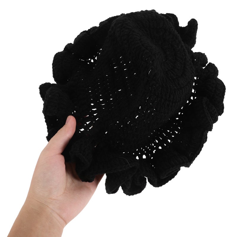 Crochet Hat: Knitted Fisherman Hat - Foldable Handmade Bucket Cap For Travel Daily Wear - Costume Accessories Party Supplies Black - Image 2