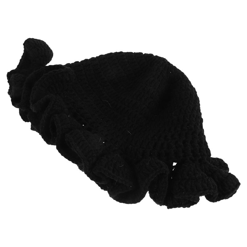 Crochet Hat: Knitted Fisherman Hat - Foldable Handmade Bucket Cap For Travel Daily Wear - Costume Accessories Party Supplies Black - Image 3