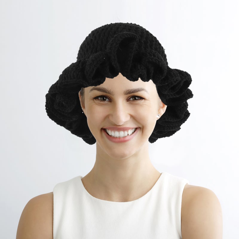 Crochet Hat: Knitted Fisherman Hat - Foldable Handmade Bucket Cap For Travel Daily Wear - Costume Accessories Party Supplies Black - Image 5