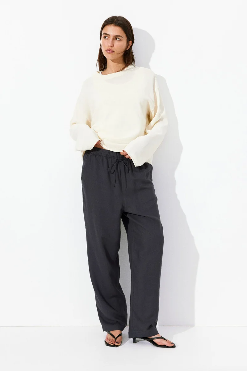 H&M Linen-blend drawstring trousers