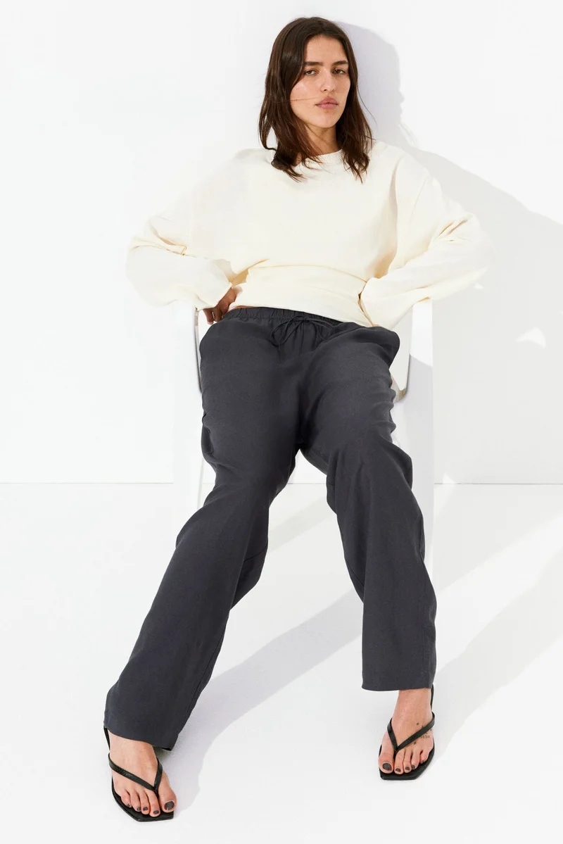 H&M Linen-blend drawstring trousers