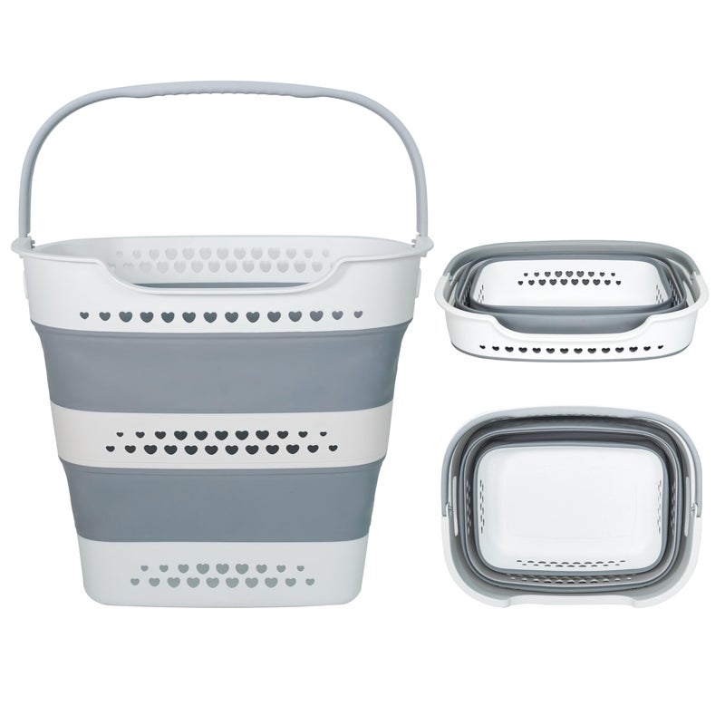 KBBYT Large Collapsible Laundry Baskets for Dirty Clothes, Plastic Laundry Hamper for Dorm Bedroom Blankets, 43L Foldable Clothes Hamper for Laundry, Space Saving Pop-Up Storage Container/Organizer - Image 3