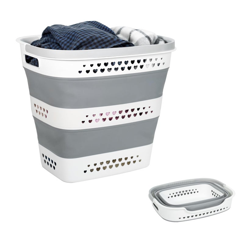 KBBYT Large Collapsible Laundry Baskets for Dirty Clothes, Plastic Laundry Hamper for Dorm Bedroom Blankets, 43L Foldable Clothes Hamper for Laundry, Space Saving Pop-Up Storage Container/Organizer - Image 1