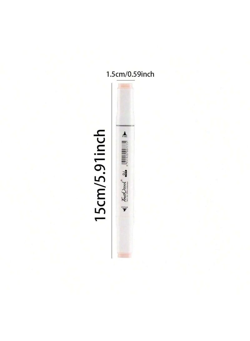 6/12/24pcs Skin Tone Marker Pens Set, Dual Tip Brush & Broad Tip Art Markers, Flesh Tone Drawing Pens for Sketching, Portrait, Anime, Illustration & Coloring - Image 3