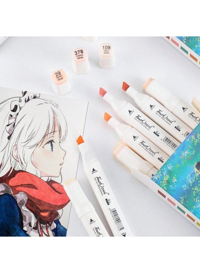 6/12/24pcs Skin Tone Marker Pens Set, Dual Tip Brush & Broad Tip Art Markers, Flesh Tone Drawing Pens for Sketching, Portrait, Anime, Illustration & Coloring - Image 2