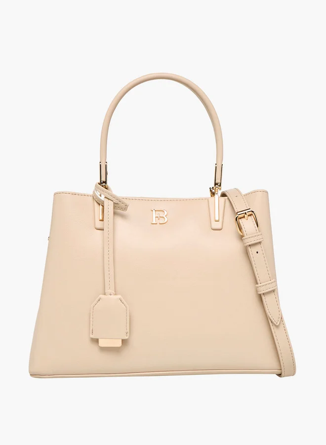 Flora Bella By Shoexpress Solid Tote Bag with Detachable Strap and Zip Closure