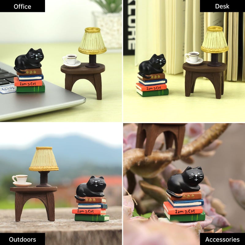 RAQWI Cute Mini Cat on Books Figurine Resin Cat for Office, Home Decoration Perfect Cute Cat Gift for Cat Lovers - Image 4