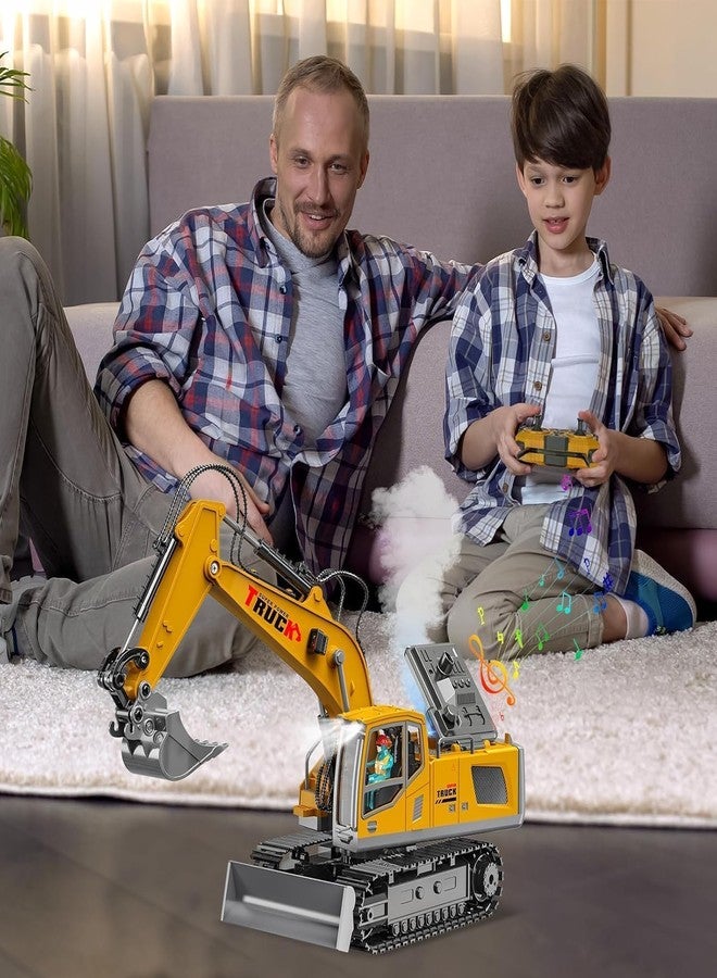 Brighterbee 1/12 Scale Rc Excavator 13 Channel Rc Excavator Truck Toys Metal Shovel, Remote Control Construction Vehicles Tractor, 2.4Ghz Boy Toy Gift for Kids and Adults, Multicolor - Image 2