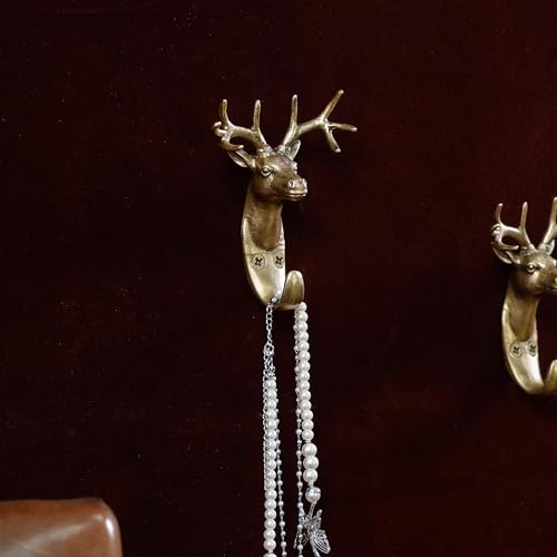 SOFFEE DESIGN 2pcs Metal Golden Coat Hook with Hanging Deer Head Shape for Entryway, Bathroom, Bedroom, Retro Double Hooks Farmhouse Decoration - Image 5
