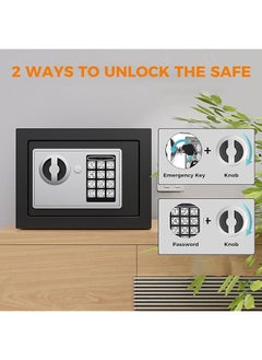 erorex Security Home Safe Box Digital Money Safe Box With Pass Code And Keys Safety Box For Home Business Office Hotel Money Document Jewelery Passport Storage 23Cm X 17Cm X 17Cm Black B17  - Image 2