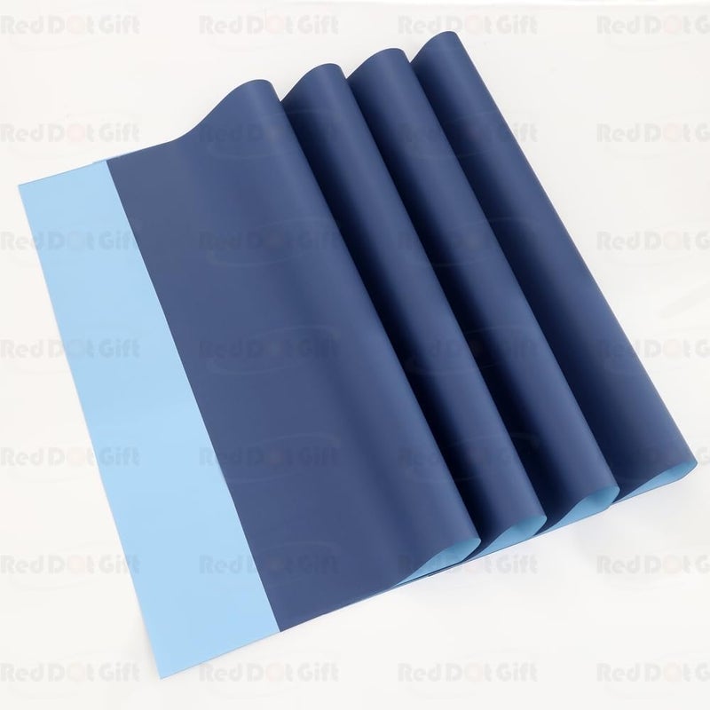 Red Dot Gift REDDOTGIFT Pack of 20 Sheets Gift Wrapping Paper 57x57cm, Double Face Flower Wrap Paper Waterproof Floral Bouquet Packing Paper DIY Craft Gift Packing (22# BLUE + NAVY) - Image 2