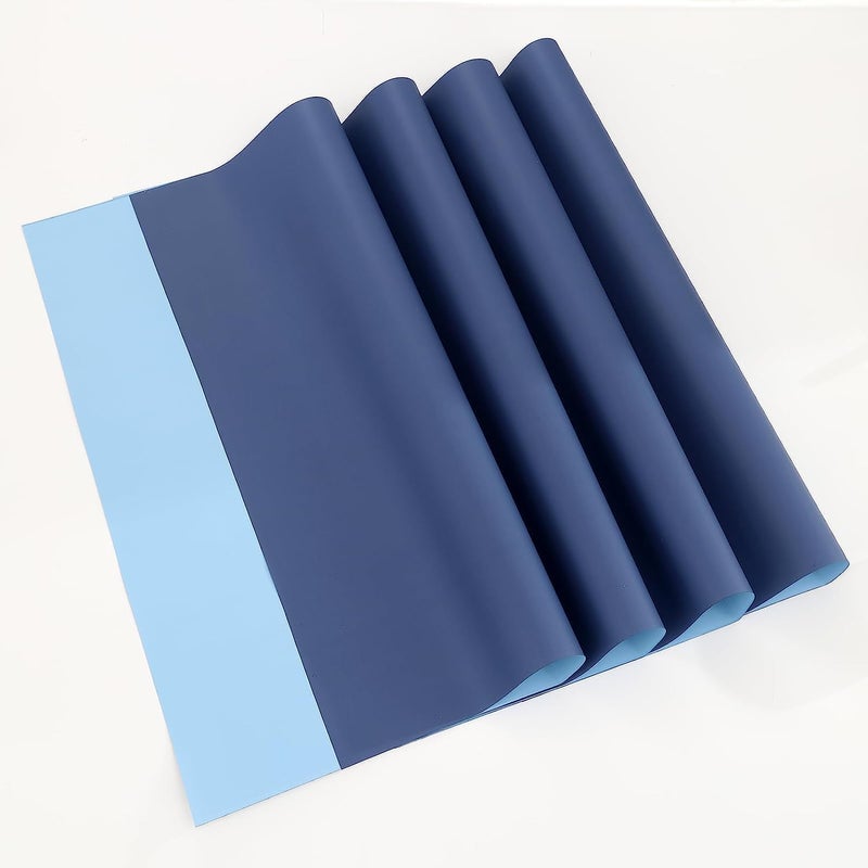 Red Dot Gift REDDOTGIFT Pack of 20 Sheets Gift Wrapping Paper 57x57cm, Double Face Flower Wrap Paper Waterproof Floral Bouquet Packing Paper DIY Craft Gift Packing (22# BLUE + NAVY) - Image 1