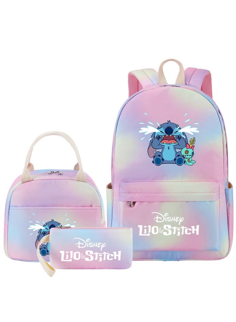 Stitch Printed Three Piece Set Backpack